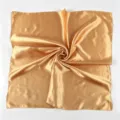 Solid color imitation silk square scarf, 65x65cm golden satin neckerchief for women. - Gold