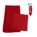 Red chiffon hijab and matching inner cap set, comfortable modal long scarf variant. - A21