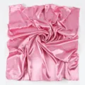 Foulard quadrato in satin rosa solido donna accessorio capelli versatile moda effetto seta leggero - Rosa