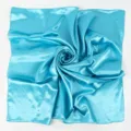 Foulard quadrato in raso di colore unito, elegante fascia setosa e scialle versatile. - Blu-Verde