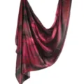 Elegant marble print silk scarf, dark red abstract lightweight summer shawl for women. - 05