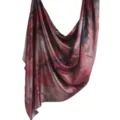 Silk-like marble print scarf detail, elegant draped textile texture for women's fashion wear. - 06