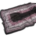 Elegant floral print chiffon hijab scarf, lightweight breathable Muslim headscarf for women. - 08