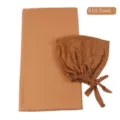 Chiffon hijab en strikmuts set in toast bruin, elegante moslimmode voor dagelijks gebruik. - camel