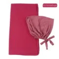 Chiffon Hijab en Strikmuts Set Moslim Hoofddoek LANGE Sjaal Fuchsia Paars A33 - Fuchsia