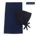 Donkerblauwe chiffon hijab en muts set voor vrouwen, elegante islamitische hoofddoek - Donkerblauw