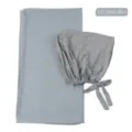 Chiffon lange hijab en strikmuts set in zilverblauw, comfortabele moslim hoofddoek. - Zilver Blauw