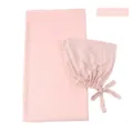 Roze chiffon hijab sjaal en strikmuts set voor dames, comfortabele moslim hoofddoek. - Roze