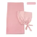 Chiffon Hijab met Strikmuts Set Moslim Lange Sjaal Hoofddoek voor Dames Poederroze - Roze