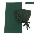 Donkergroene chiffon hoofddoek set met verstelbare cap variant A42 Bay Berry kleur - Donkergroen