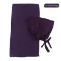 Chiffon hijab set met strikkap, donkerpaarse lange sjaal voor dagelijkse moslimvrouwen. - Donkerpaars