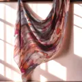Close-up detail of the abstract watercolor printed scarf, lightweight fabric texture, elegant drape. - Matte Black (01)