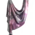 Marble print silk feel summer scarf, elegant purple and grey ethnic shawl for women. - 18