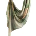 Μακριά υφασμάτινη φουλάρι tie-dye ακουαρέλας σατέν πολυεστέρας γυναικεία αξεσουάρ μόδας - Πράσινο και Μπλε Κέντημα (03)