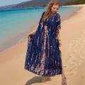 Women beach cover up tie dye maxi dress summer vacation long kaftan plus size sundress - 135cm / 06