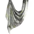 Elegant grey marble print silk scarf, lightweight draped soft summer ethnic shawl accessory. - 17