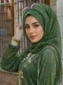Παραλλαγή μαντίλας hijab από ελαστικό ύφασμα lurex, κομψή γυναικεία μαντίλα και τοπ. - Μαύρο και Κόκκινο (02)