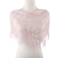 Pink lace triangle shawl, breathable floral sequin scarf for women elegant headwear. - Cherry Blossom Pink