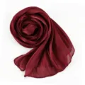 Burgundy pleated long scarf, elegant shimmering lightweight hijab or shawl style. - Burgundy