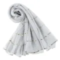 Silver metallic sequin scarf for women, elegant long draped shawl for autumn and winter daily wear. - 200x85cm / 06 White
