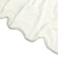 White solid chiffon scarf featuring a sparkling rhinestone trim and elegant wavy edge variant. - White