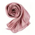 Pink shiny crinkle long scarf, breathable satin hijab variant fashion accessory daily wear. - Dusky Pink