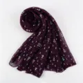 Women's purple metallic sequin long scarf, lightweight breathable summer shawl for daily wear. - Dark Purple