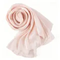 Light pink pleated shiny silk long scarf, breathable and elegant headscarf for daily wear. - Nude Pink