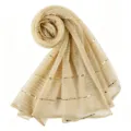 Golden shimmering sequin long scarf for women, elegant metallic shawl for autumn and winter. - 200x85cm / Beige