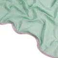 Solid mint green chiffon scarf with sparkling rhinestone chain border, elegant hijab. - Light Green