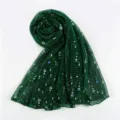 Green Metallic Sequin Scarf Women Daily Lightweight Long Shawl Shimmer Springwear - Dark Green