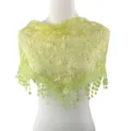Femme vert clair dentelle florale triangle châle paillettes gland foulard creux élégant - 10 Jaune Citron