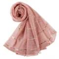 Women's pink pleated metallic sequin long scarf shawl for autumn winter elegant daily wear - 200x85cm / 10 Pink
