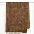 Classic brown paisley jacquard imitation cashmere fringe scarf variant showing pattern and texture. - 01 / 180*70cm
