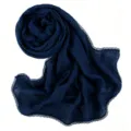 Navy blue honeycomb pleated lace scarf, elegant hijab style variant for daily fashion wear. - Navy Blue