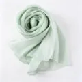 Light green shiny crinkle long scarf breathable satin hijab for women elegant everyday wear - Mint Green