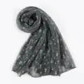 Women Dark Grey Sequin Metallic Scarf, Elegant Breathable Fashion Summer Long Shawl - 10 Dark Gray