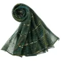 Shimmer metallic glitter scarf for women, elegant lightweight draped long shawl wraps. - 200x85cm / Dark Green