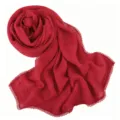 Red honeycomb pleated scarf with delicate lace edge, imitation linen fashion headscarf. - Red