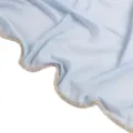Light blue chiffon hijab scarf featuring sparkling rhinestone scalloped edge trim variant. - Light Blue