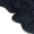 Navy chiffon hijab scarf with rhinestone crystal chain edge, solid color elegant head cover. - Dark Blue