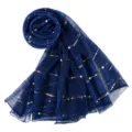 Shimmering blue metallic sequin long scarf, elegant women winter evening party shawl wrap. - 200x85cm / Royal Blue