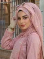 Neue Damen einfarbige Pailletten Spitze Kopftuch Mode europäischer Stil Hijab Schal. - 200x85cm / Lederrot