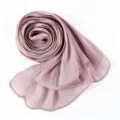 Breathable pleated long scarf in mauve pink, shimmering metallic gauze hijab style variant. - Dusty Pink