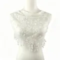 Foulard triangle en dentelle blanche pour femme voile floral pailleté châle ajouré - 15 Blancs