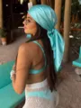 Einfarbiges Satin Kopftuch, vielseitiges Seidentuch und multifunktionales Haartuch Damen. - Hellblau