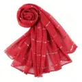 Red sequin women scarf elegant lightweight shawl winter long scarf stylish accessory - 200x85cm / Red