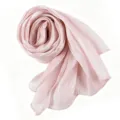 Pink shiny satin pleated long scarf breathable cool hijab wrap elegant accessory variant. - Pink