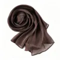 Brown silk chiffon long scarf lightweight breathable sheer hijab for women elegant style. - Dark Coffee