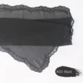 Bufanda de gasa negra hiyab con bordado ondulado para mujer elegante accesorio de cabeza musulmana - A01